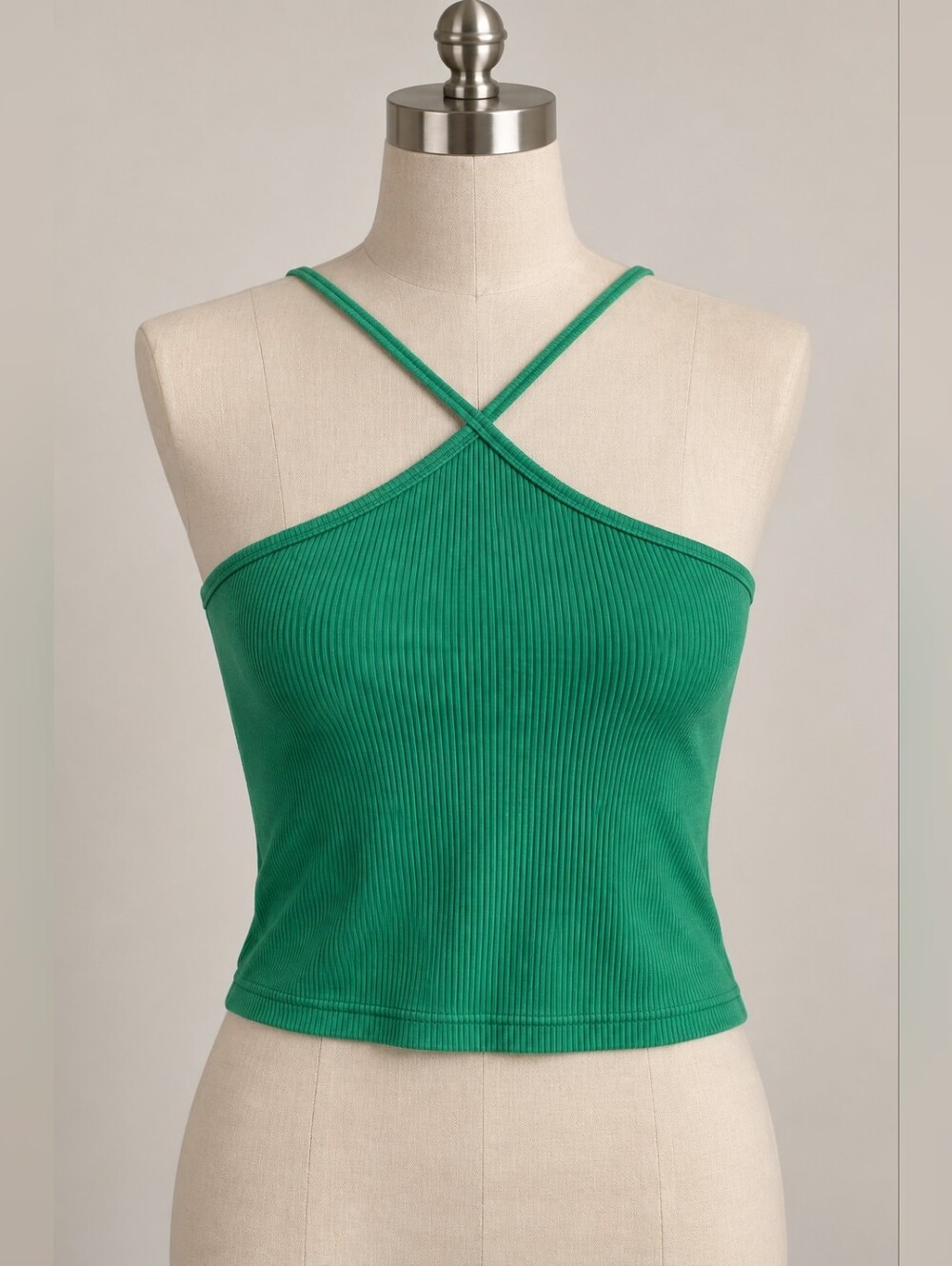 Wilfred Free Green Ribbed Strappy Crop Top Size 2XS
